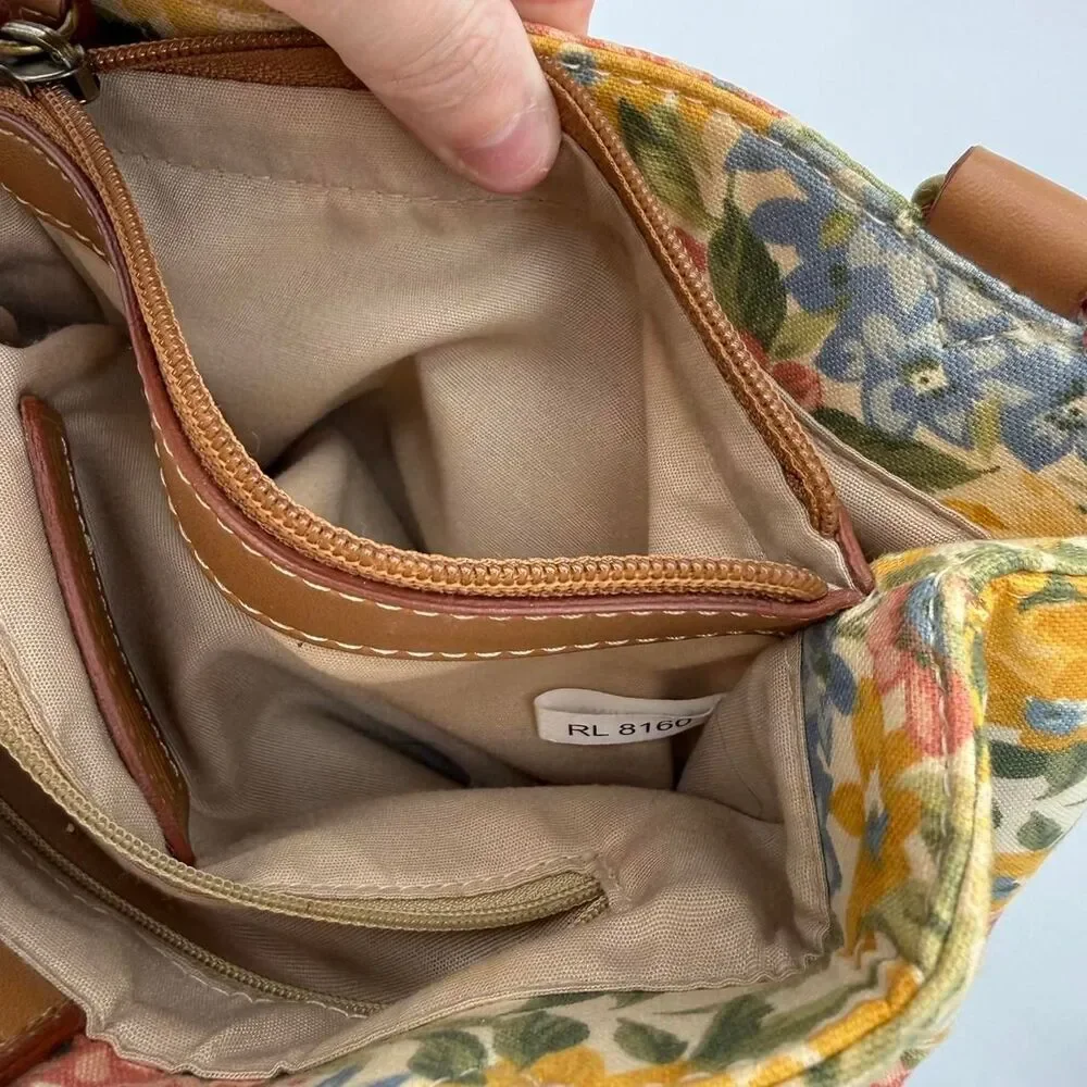 Relic Colorful Floral Canvas Top Handle Bag Spring Faux Leather Y2k
